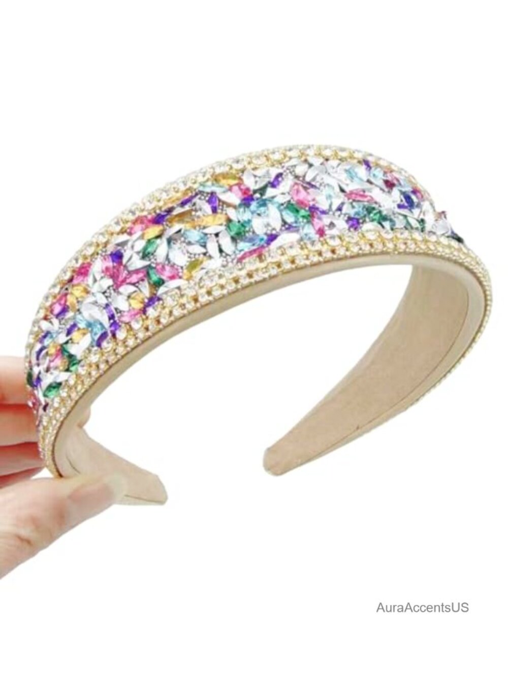 Rhinestone Wide Headband Sparkly Fancy Hairband for Women & Girls